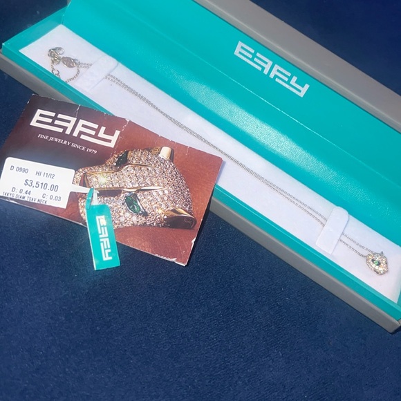 EFFY Diamond Panther Green Tsavorite 14K Yellow Gold Mini Rolo Necklace - Picture 2 of 12